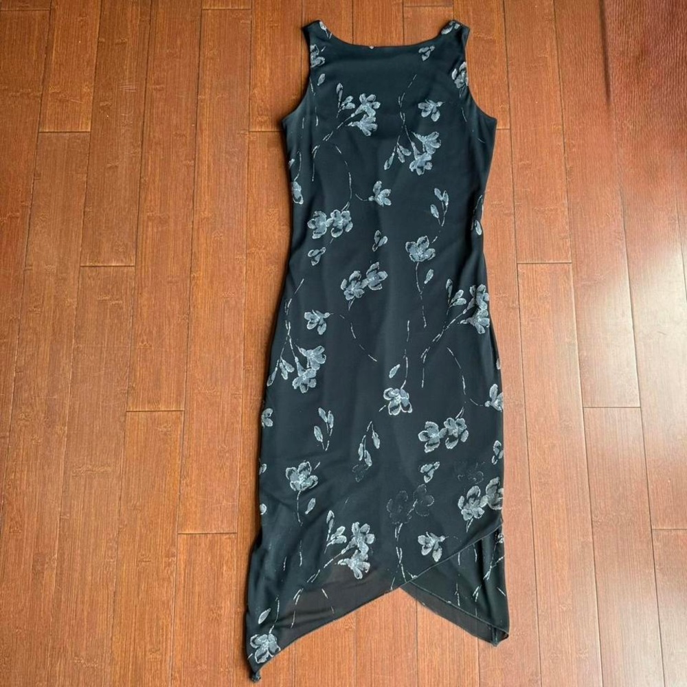 Vintage Byer Too! Black and Silver Midi‎ Dress